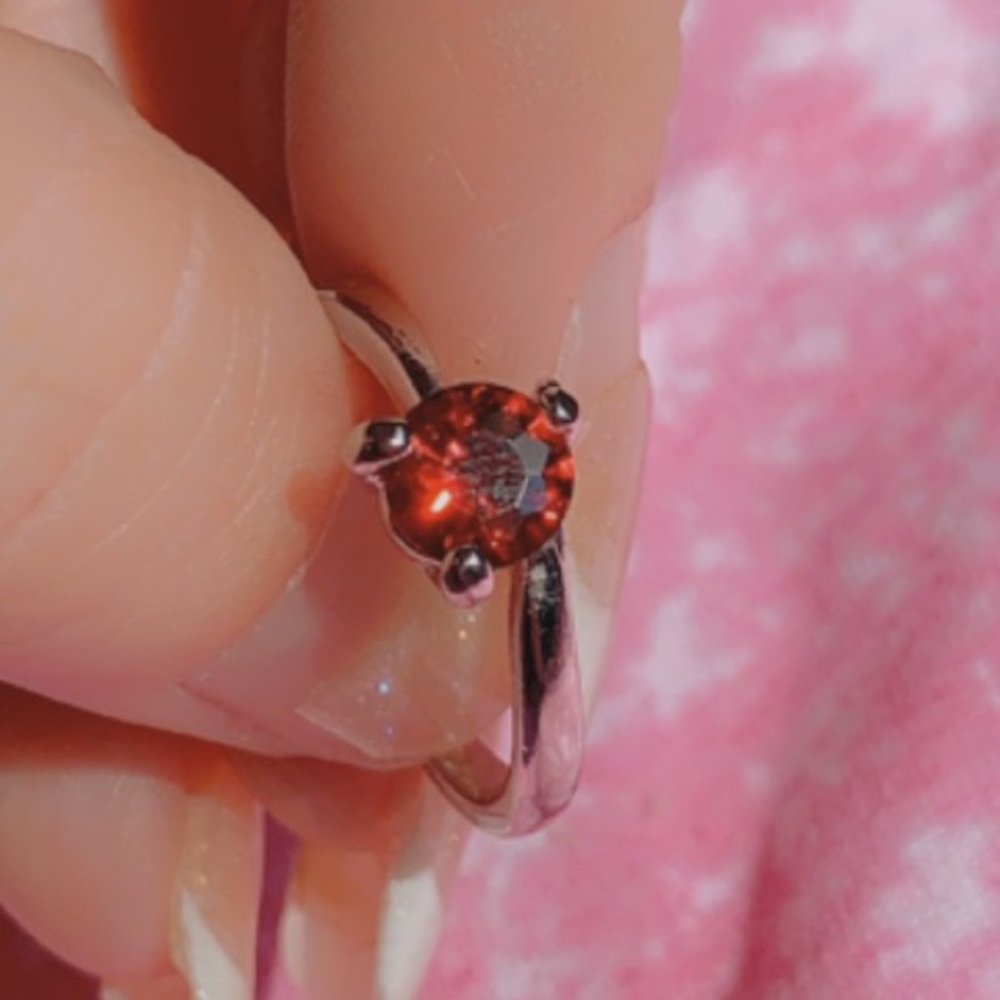 Sparkling Ruby Precious Stone CZ bling ring size 7